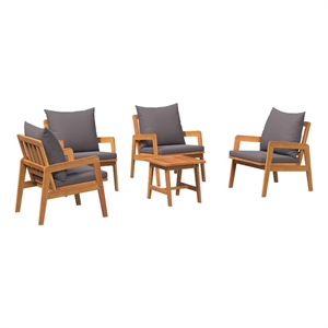 vidaXL Solid Acacia Wood Bistro Set with Cushions in Brown