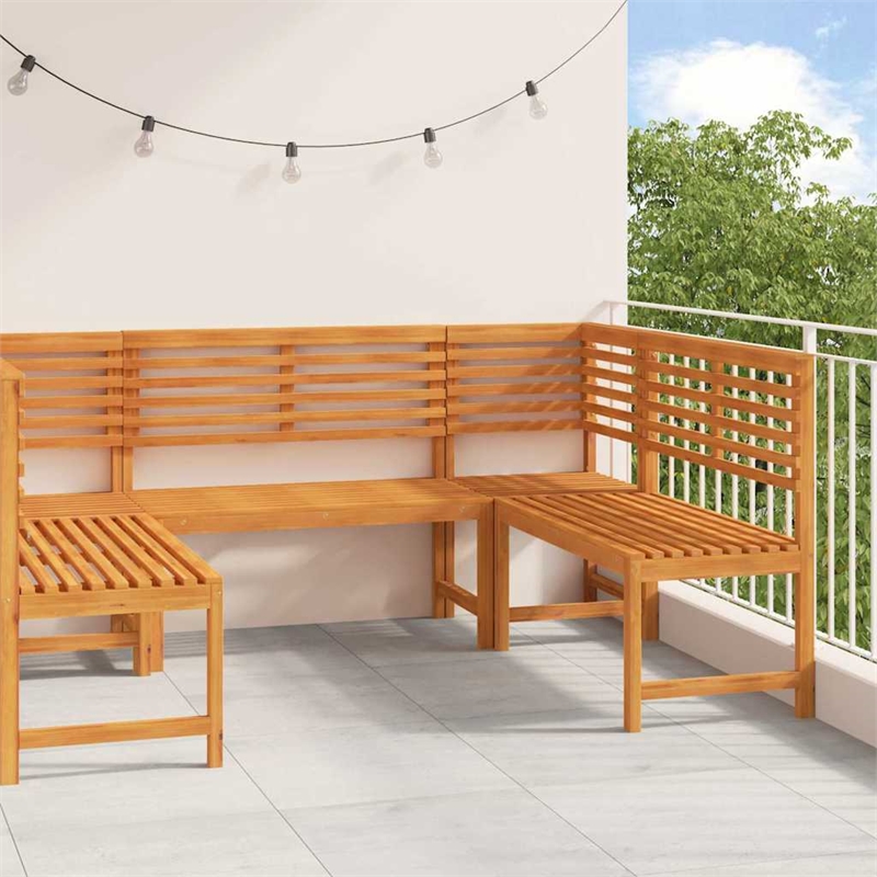 vidaXL 5 PC Solid Acacia Wood Small Garden Bench in Set in Brown