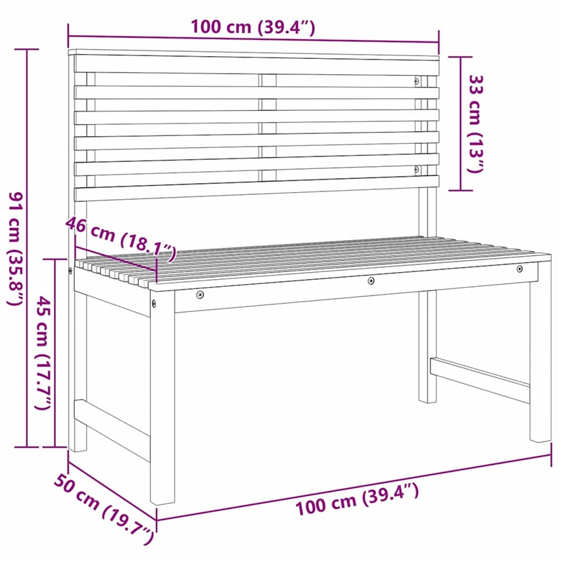 vidaXL 5 PC Solid Acacia Wood Small Garden Bench in Set in Brown