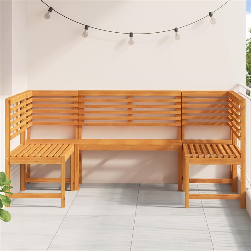 vidaXL 5 PC Solid Acacia Wood Small Garden Bench in Set in Brown