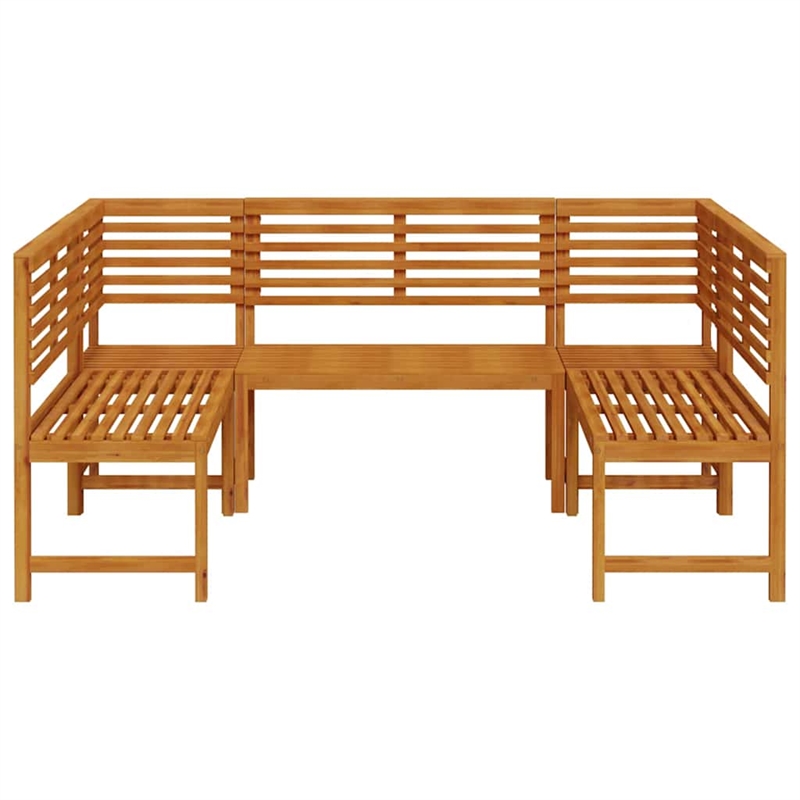 vidaXL 5 PC Solid Acacia Wood Small Garden Bench in Set in Brown