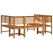 vidaXL 5 PC Solid Acacia Wood Small Garden Bench in Set in Brown