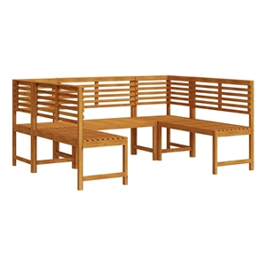 vidaXL 5 PC Solid Acacia Wood Small Garden Bench in Set in Brown