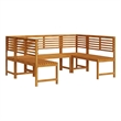 vidaXL 5 PC Solid Acacia Wood Small Garden Bench in Set in Brown