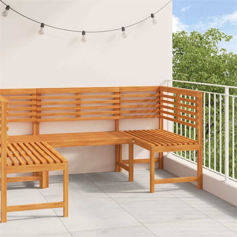 vidaXL 3 PC Solid Acacia Wood Small Garden Bench in Set in Brown