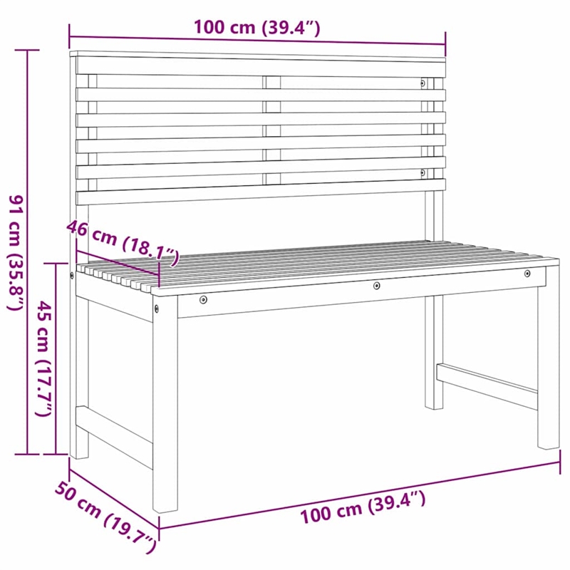 vidaXL 3 PC Solid Acacia Wood Small Garden Bench in Set in Brown