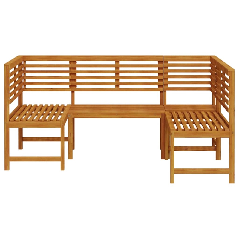 vidaXL 3 PC Solid Acacia Wood Small Garden Bench in Set in Brown