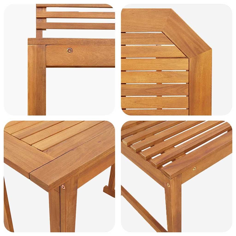 vidaXL 3 PC Solid Acacia Wood Small Garden Bench in Set in Brown