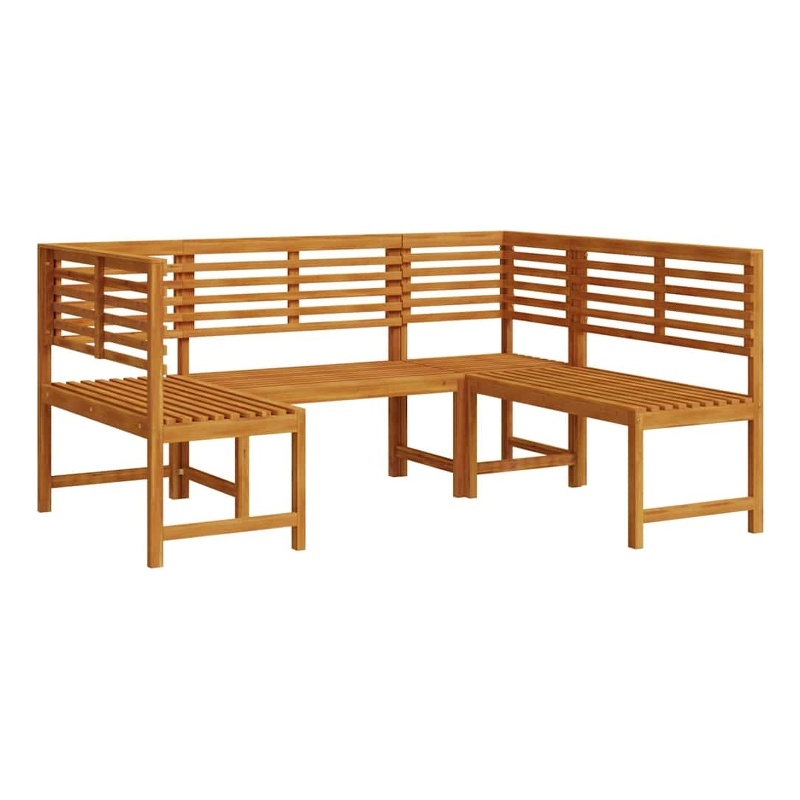 vidaXL 3 PC Solid Acacia Wood Small Garden Bench in Set in Brown