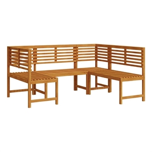 vidaXL 3 PC Solid Acacia Wood Small Garden Bench in Set in Brown