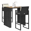 vidaXL 3 Piece Solid Acacia Wood Bar Set in Black/Cream