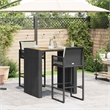 vidaXL 3 Piece Solid Acacia Wood Bar Set in Black/Cream