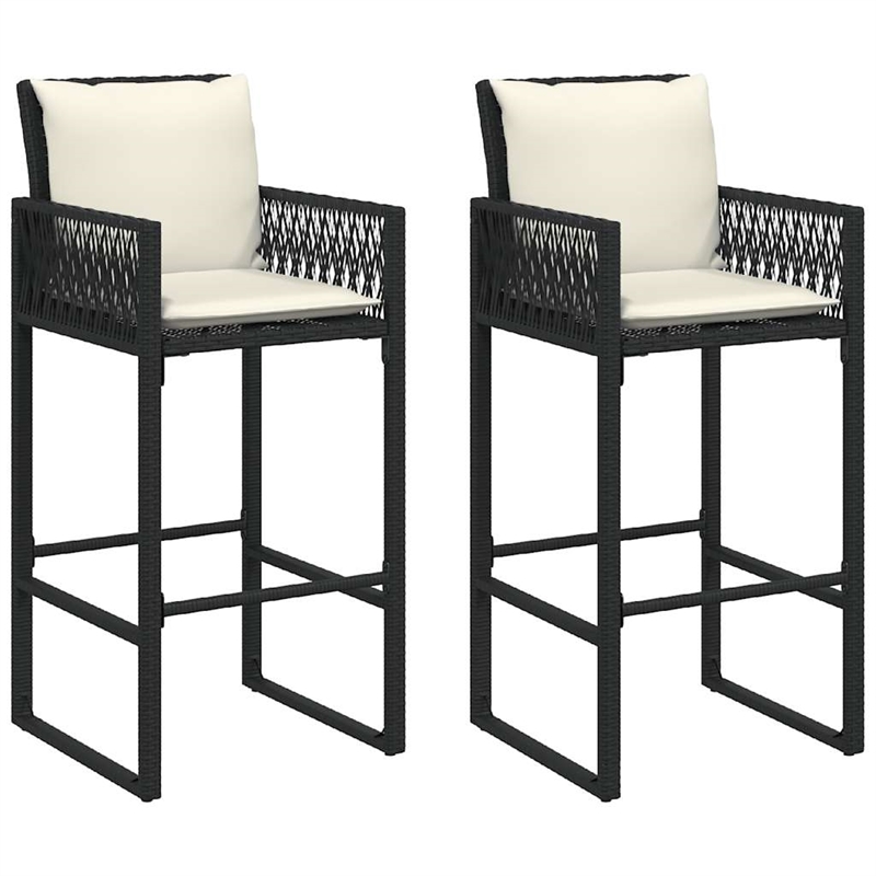 vidaXL 3 Piece Solid Acacia Wood Bar Set in Black/Cream