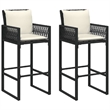 vidaXL 3 Piece Solid Acacia Wood Bar Set in Black/Cream