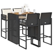 vidaXL 5 Piece Solid Acacia Wood Bar Set in Black