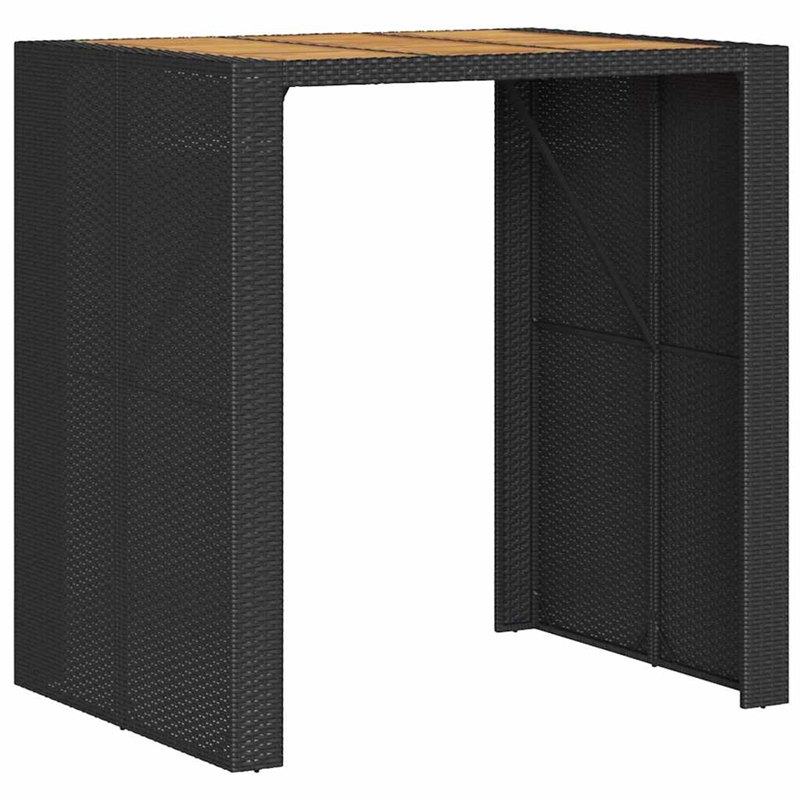 vidaXL 5 Piece Solid Acacia Wood Bar Set in Black