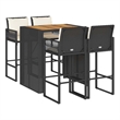vidaXL 5 Piece Solid Acacia Wood Bar Set in Black