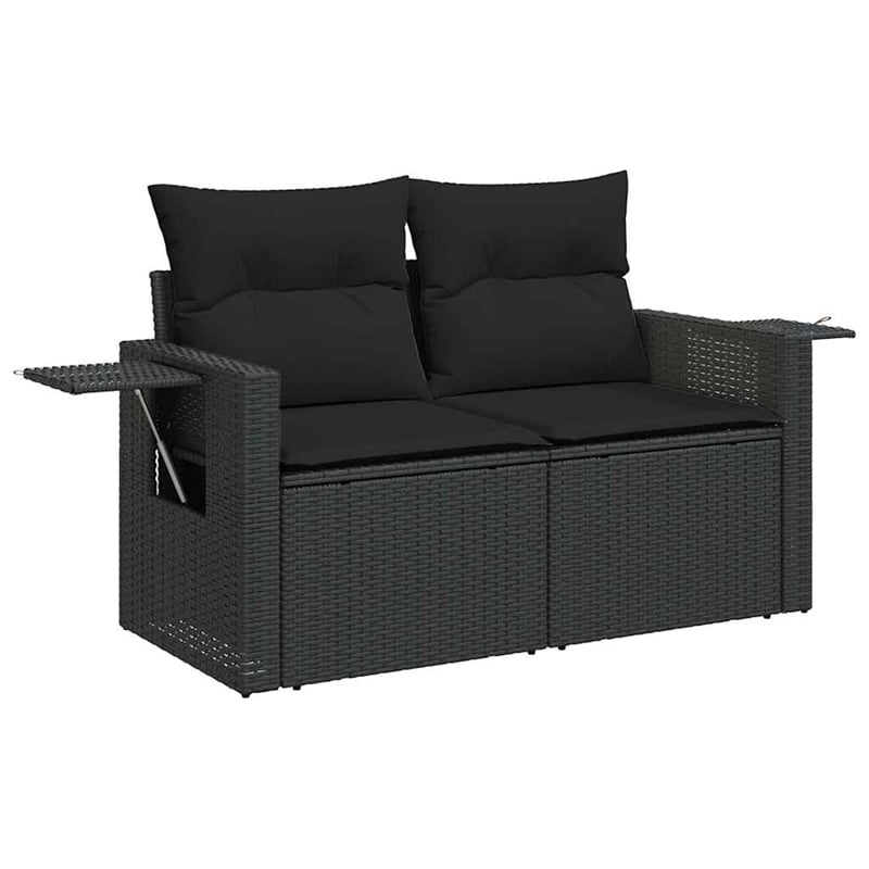 vidaXL 8 Piece Poly Rattan Sofa Set in Black/White/Cream