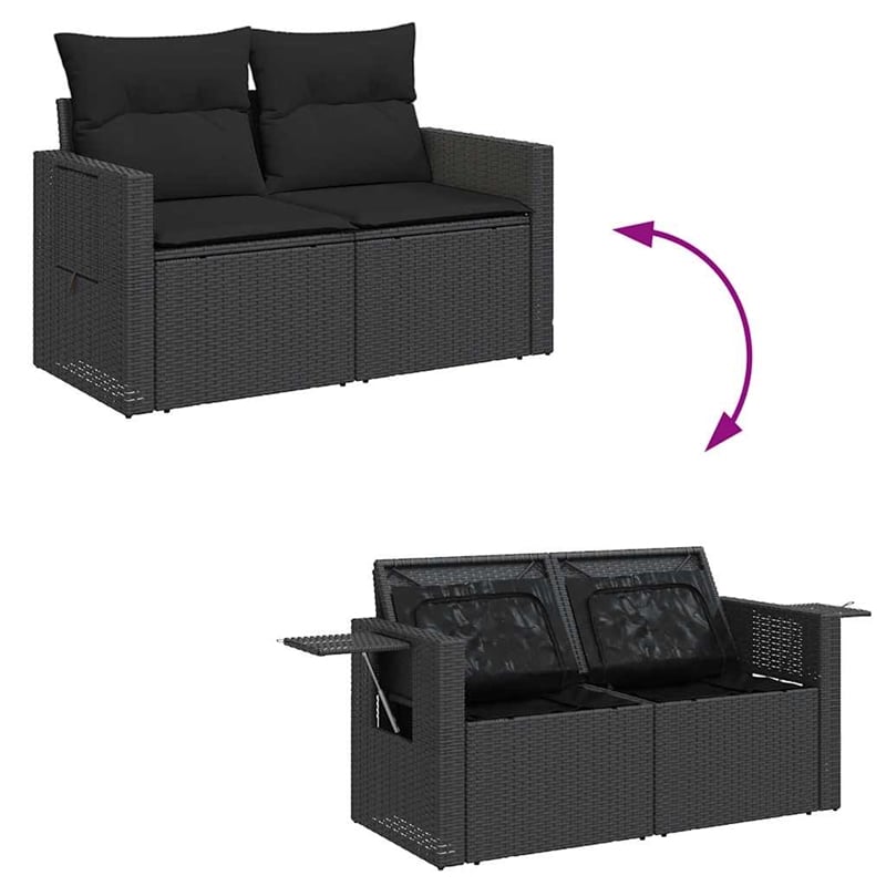 vidaXL 8 Piece Poly Rattan Sofa Set in Black/White/Cream