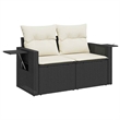 vidaXL 8 Piece Poly Rattan Small Sofa Set in Black/Cream/Beige