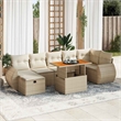vidaXL 5 Piece Solid Acacia Wood Sofa Set in Black/Beige