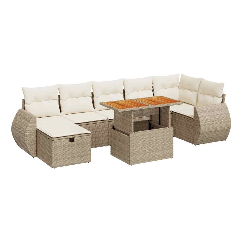vidaXL 5 Piece Solid Acacia Wood Sofa Set in Black/Beige
