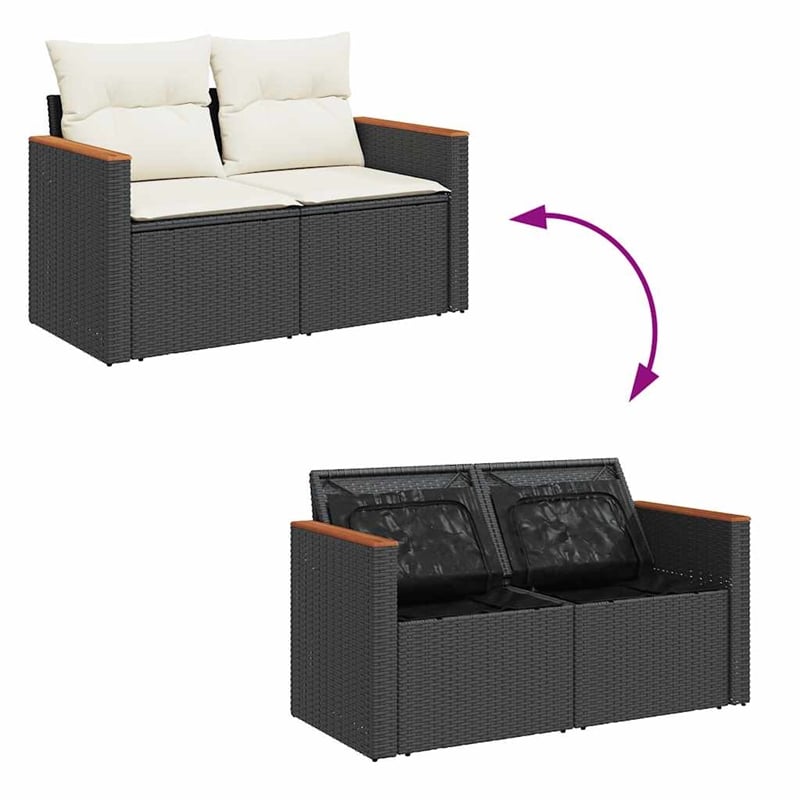 vidaXL 8 Piece Poly Rattan Sofa Set in Black/White
