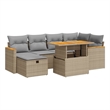 vidaXL 8 Piece Solid Acacia Wood Sofa Set in Black/Gray/Beige