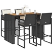 vidaXL 5 Piece Solid Acacia Wood Bar Set in Black
