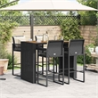 vidaXL 5 Piece Solid Acacia Wood Bar Set in Black