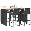 vidaXL 5 Piece Solid Acacia Wood Bar Set in Black/White/Cream