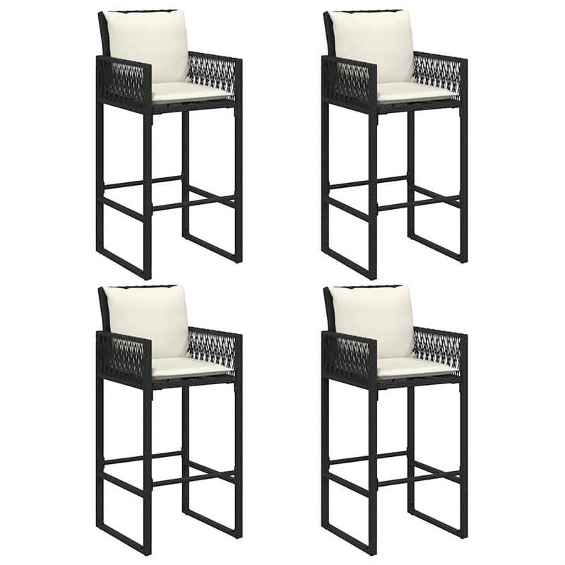 vidaXL 5 Piece Solid Acacia Wood Bar Set in Black/White/Cream
