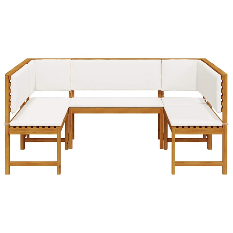 vidaXL 5 PC Solid Acacia Wood Small Garden Bench in Set in Brown