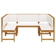 vidaXL 5 PC Solid Acacia Wood Small Garden Bench in Set in Brown