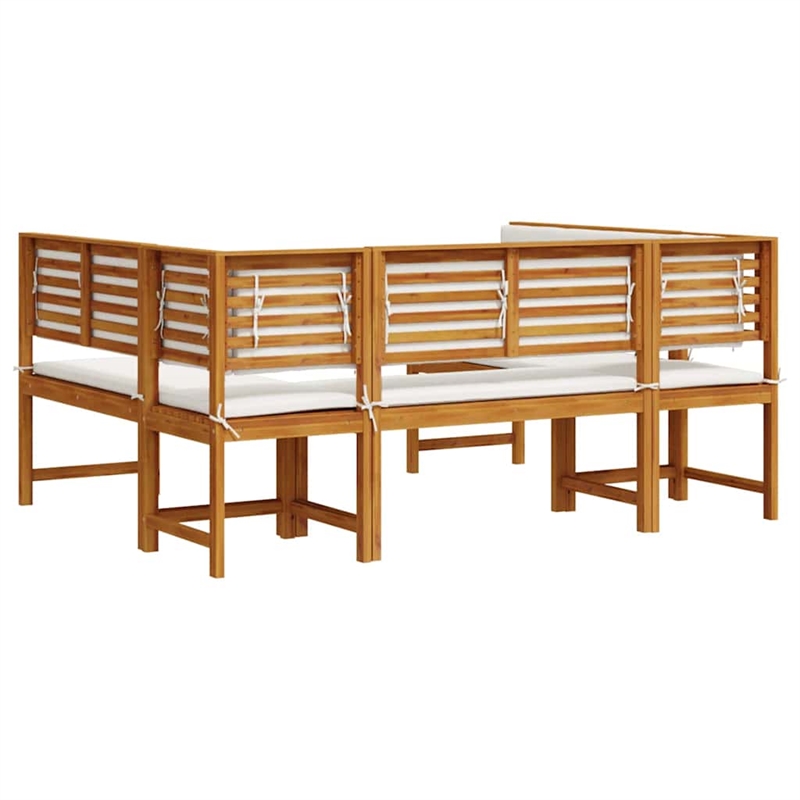 vidaXL 5 PC Solid Acacia Wood Small Garden Bench in Set in Brown