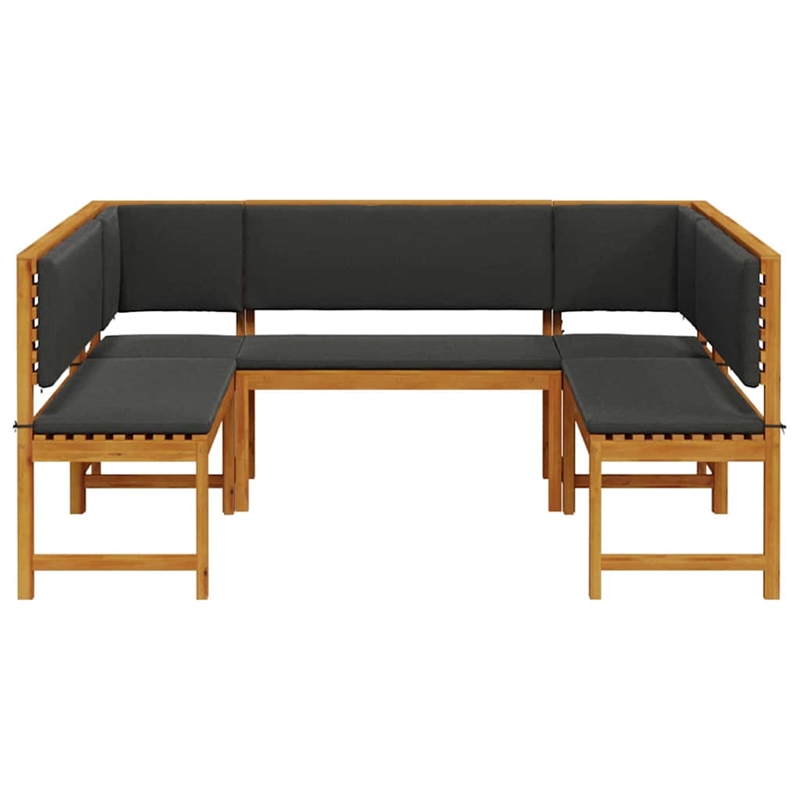 vidaXL 5 PC Solid Acacia Wood Small Garden Bench in Set in Brown