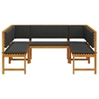 vidaXL 5 PC Solid Acacia Wood Small Garden Bench in Set in Brown