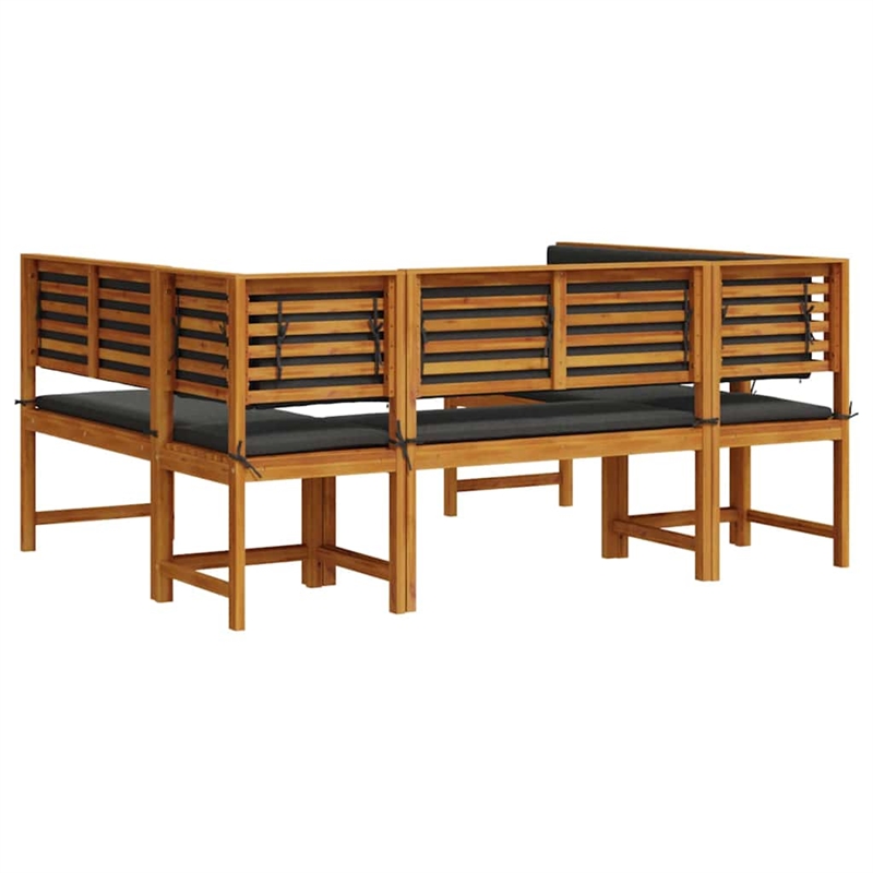 vidaXL 5 PC Solid Acacia Wood Small Garden Bench in Set in Brown
