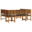 vidaXL 5 PC Solid Acacia Wood Small Garden Bench in Set in Brown