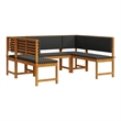 vidaXL 5 PC Solid Acacia Wood Small Garden Bench in Set in Brown