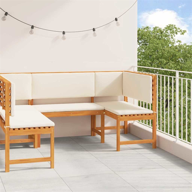 vidaXL 3 PC Solid Acacia Wood Small Garden Bench in Set in Brown
