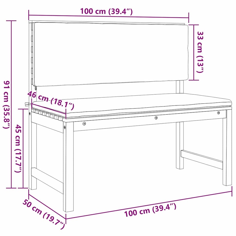 vidaXL 3 PC Solid Acacia Wood Small Garden Bench in Set in Brown