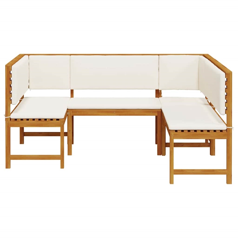 vidaXL 3 PC Solid Acacia Wood Small Garden Bench in Set in Brown