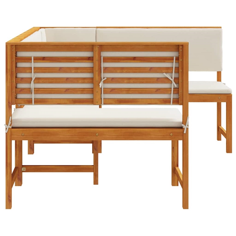 vidaXL 3 PC Solid Acacia Wood Small Garden Bench in Set in Brown