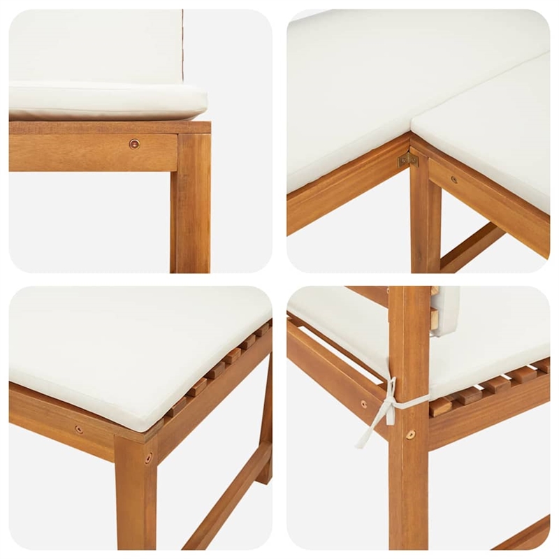 vidaXL 3 PC Solid Acacia Wood Small Garden Bench in Set in Brown