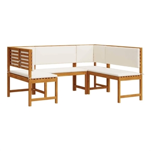 vidaXL 3 PC Solid Acacia Wood Small Garden Bench in Set in Brown