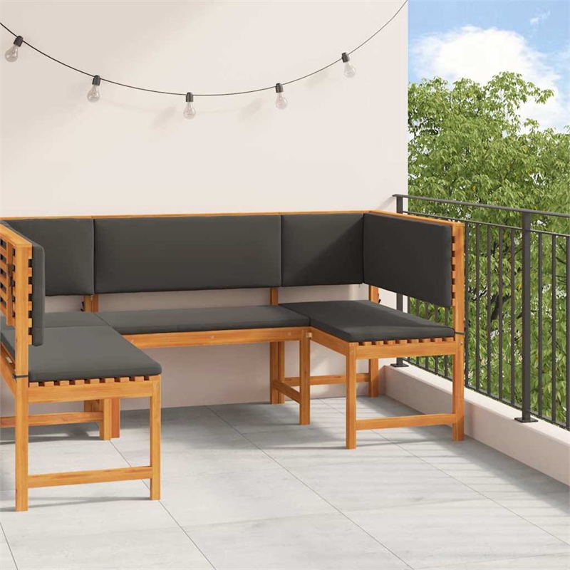 vidaXL 3 PC Solid Acacia Wood Small Garden Bench in Set in Brown