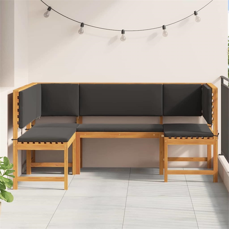 vidaXL 3 PC Solid Acacia Wood Small Garden Bench in Set in Brown