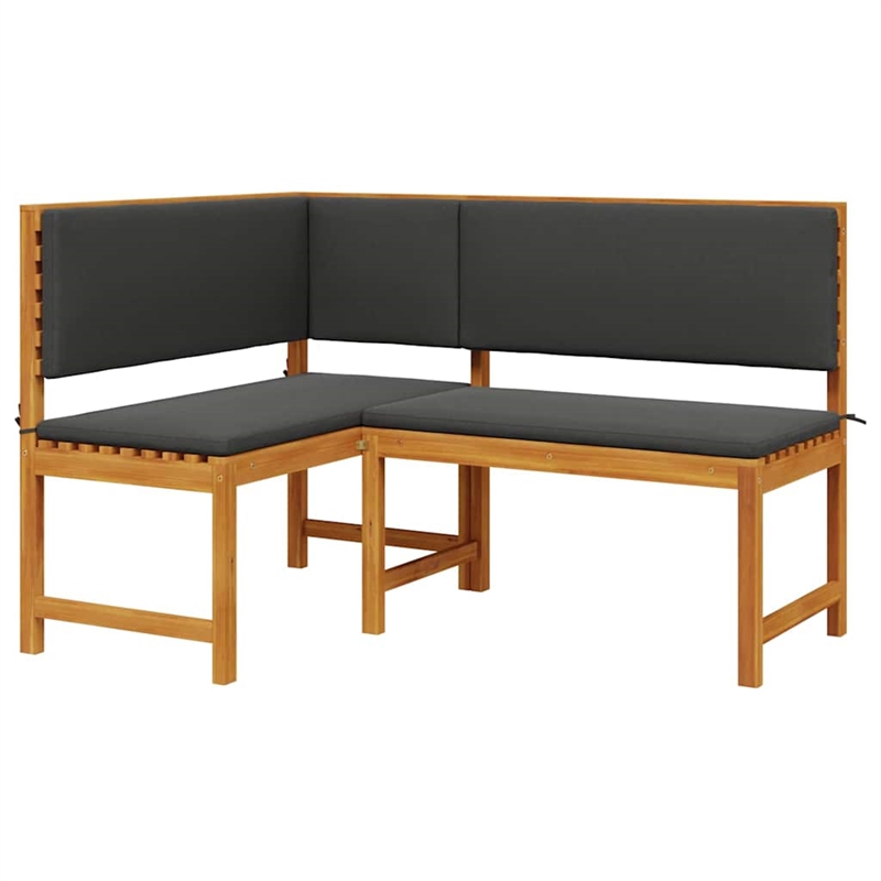 vidaXL 3 PC Solid Acacia Wood Small Garden Bench in Set in Brown