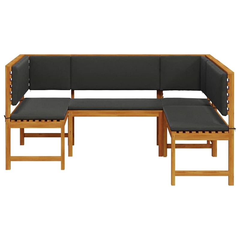 vidaXL 3 PC Solid Acacia Wood Small Garden Bench in Set in Brown